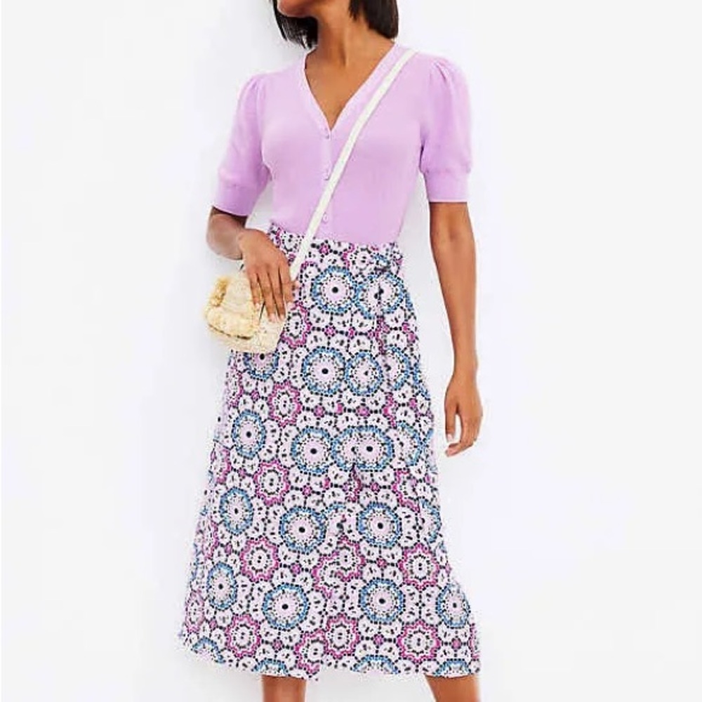 LOFT Mosaic Wrap Midi Skirt